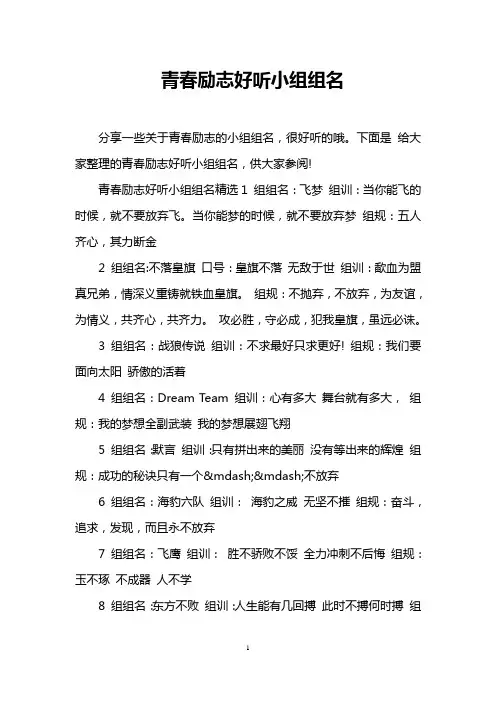 青春励志好听小组组名