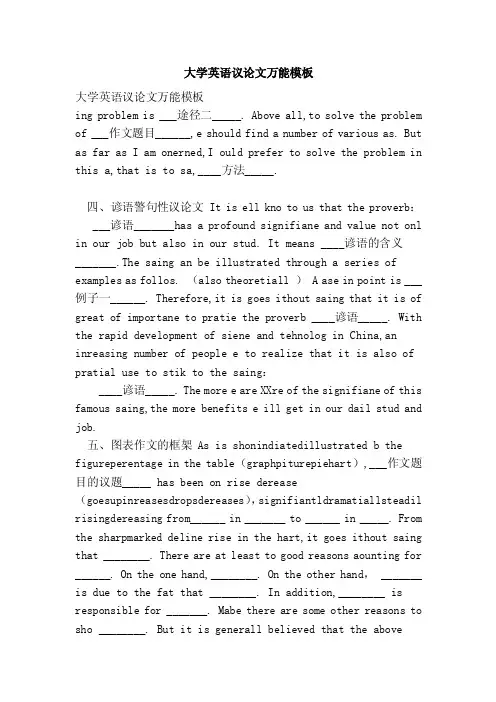 大学英语议论文万能模板（范文）
