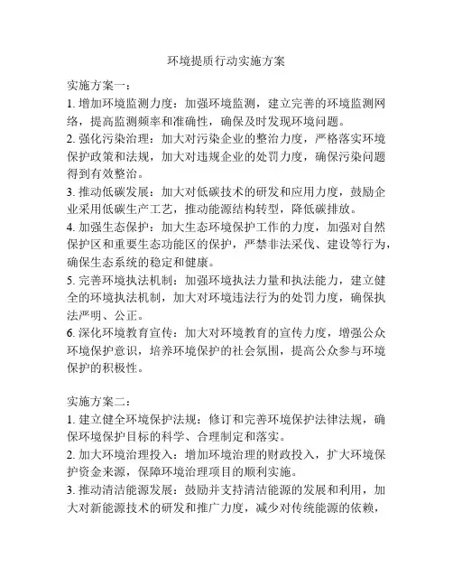 环境提质行动实施方案