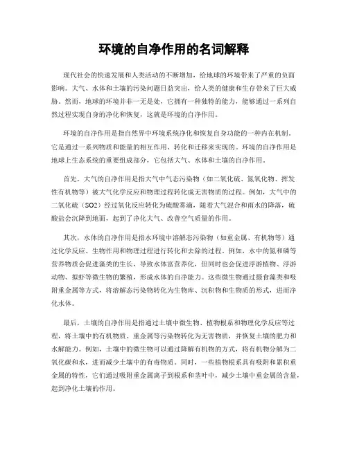 环境的自净作用的名词解释