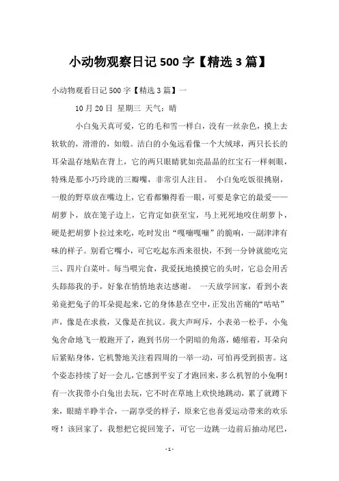 小动物观察日记500字【3篇】