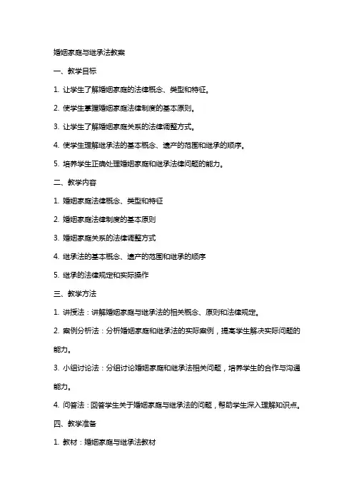 婚姻家庭与继承法教案