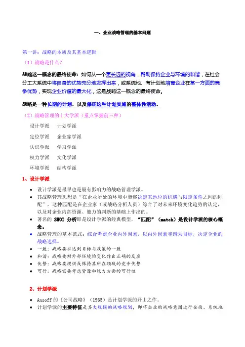 战略管理学_复习要点
