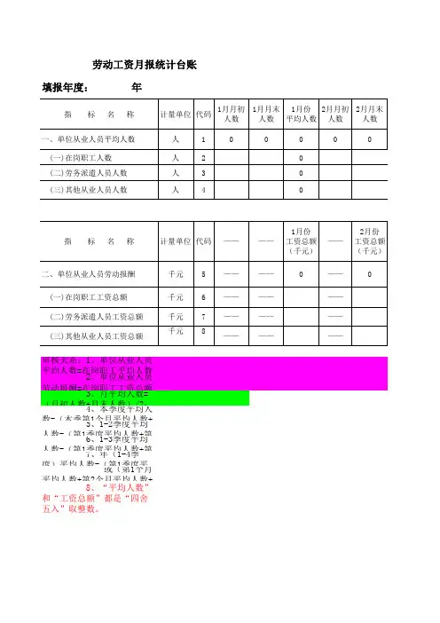 劳动工资 报 统计台账 ls