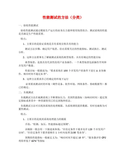 性能测试的方法(分类)