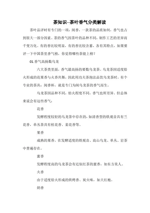 茶知识--茶叶香气分类解读