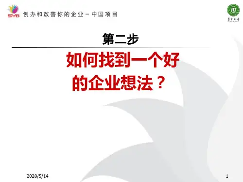 2.SYB创业培训第二步：如何找到一个好的企业想法