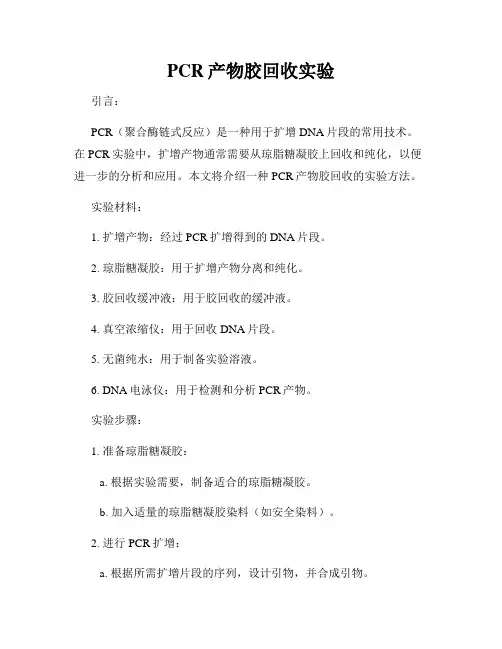 PCR产物胶回收实验