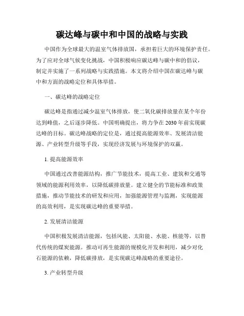 碳达峰与碳中和中国的战略与实践