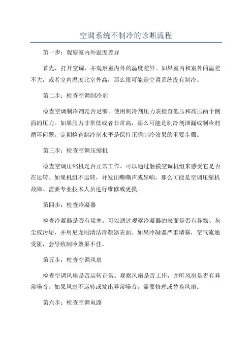 空调系统不制冷的诊断流程
