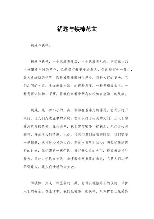 钥匙与铁棒范文