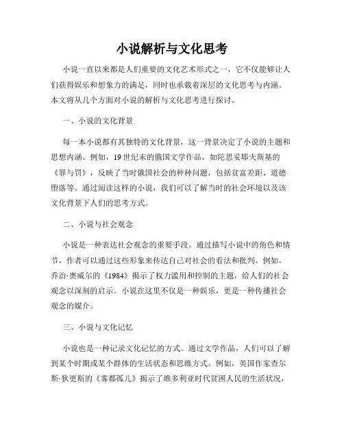 小说解析与文化思考