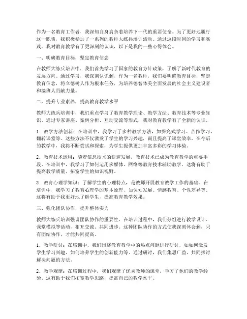 教师大练兵培训心得体会
