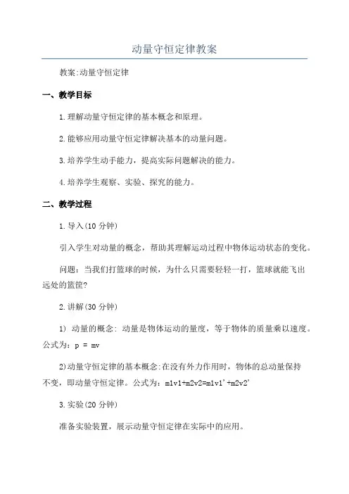 动量守恒定律教案