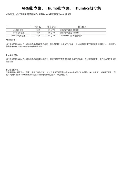 ARM指令集、Thumb指令集、Thumb-2指令集