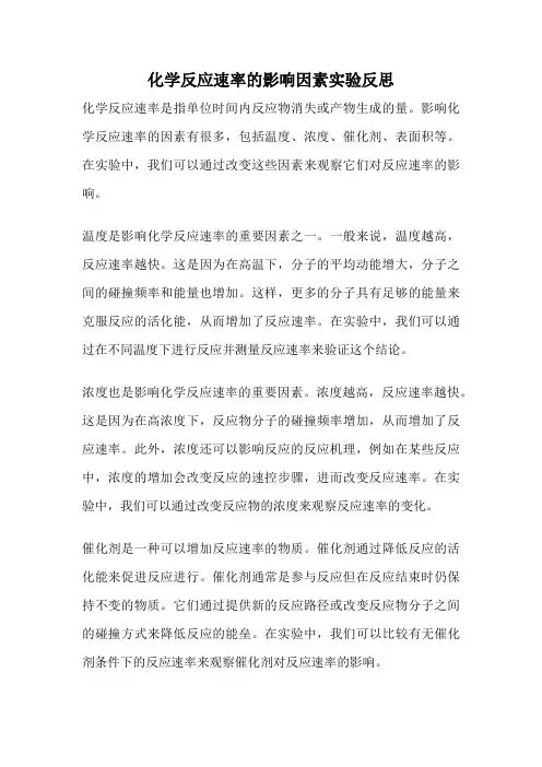 化学反应速率的影响因素实验反思