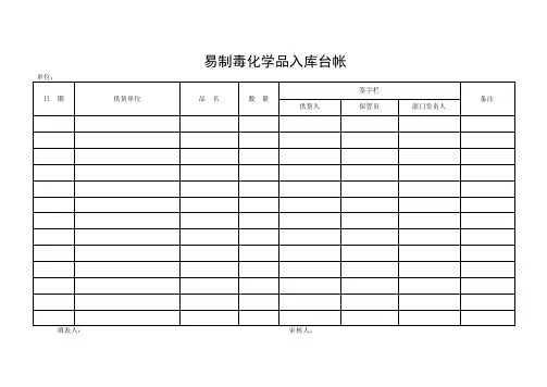 易制毒化学品入库台帐