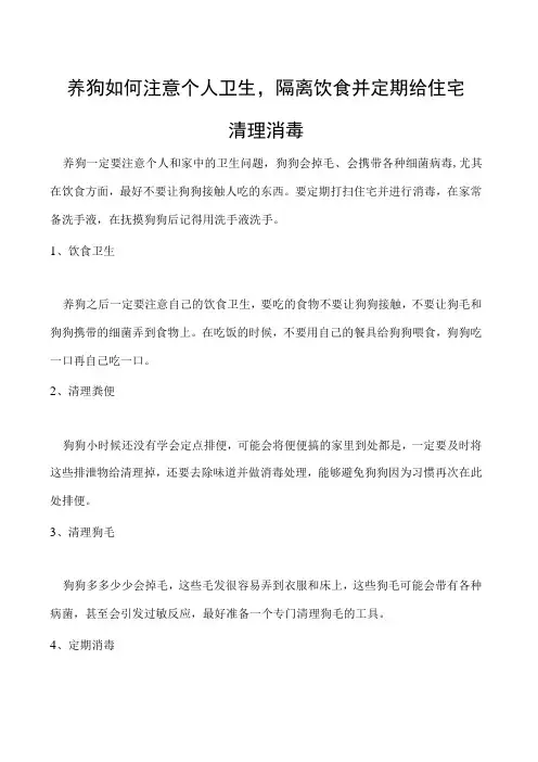 养狗如何注意个人卫生,隔离饮食并定期给住宅清理消毒
