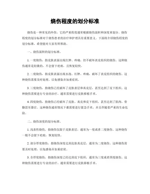 烧伤程度的划分标准