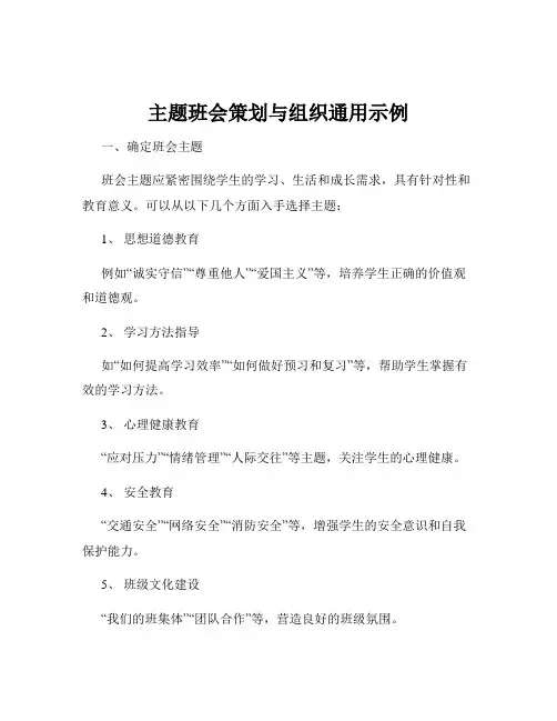 主题班会策划与组织通用示例