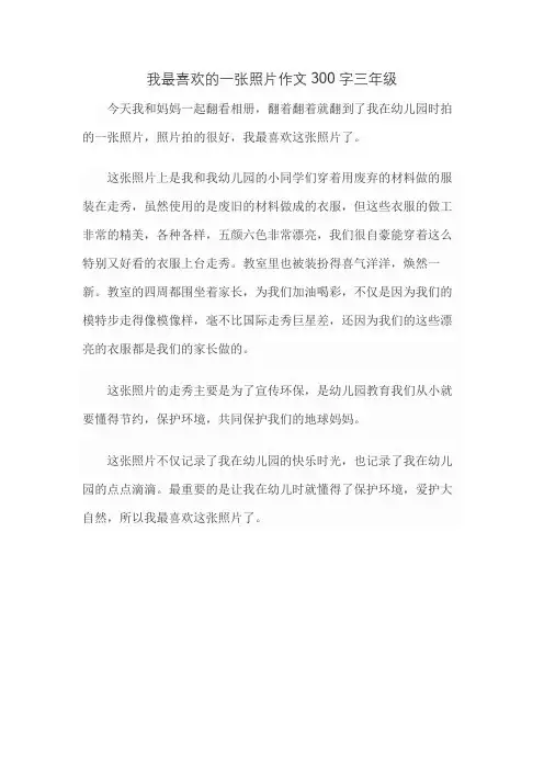 我最喜欢的一张照片作文300字三年级