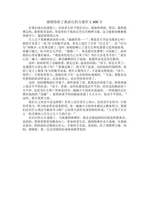 谢谢你给了我前行的力量作文600字