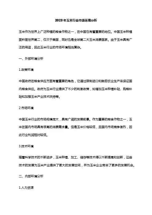 2023年玉米行业市场环境分析