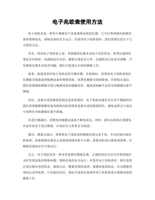 电子兆欧表使用方法