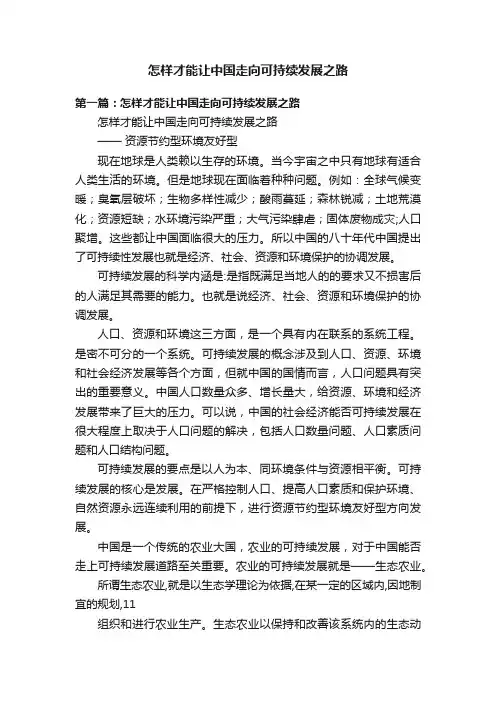 怎样才能让中国走向可持续发展之路