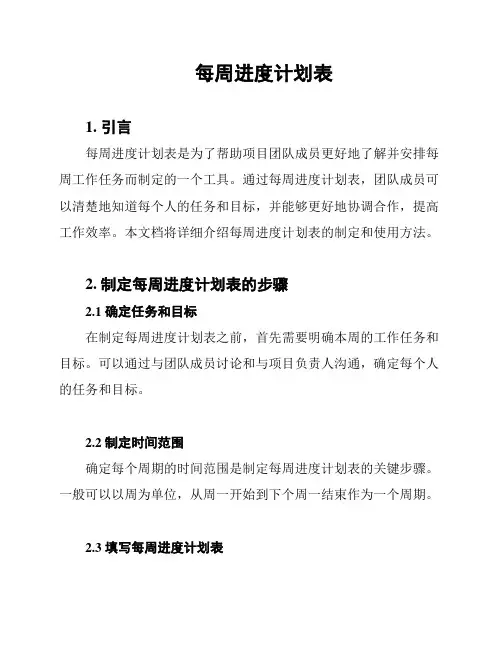 每周进度计划表