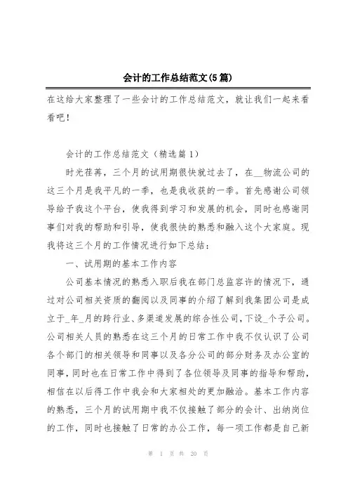 会计的工作总结范文(5篇)