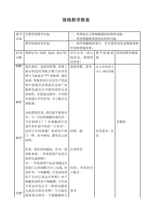 微格导入技能教学教案