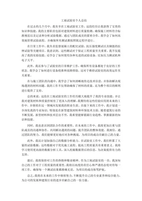工地试验室个人总结