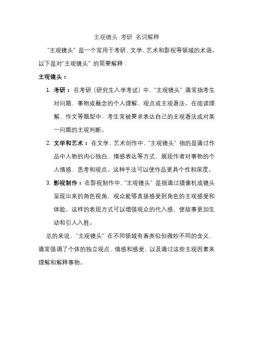 主观镜头 考研 名词解释