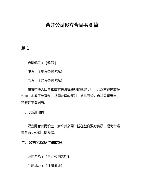 合并公司设立合同书6篇