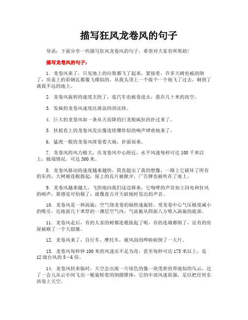 描写狂风龙卷风的句子