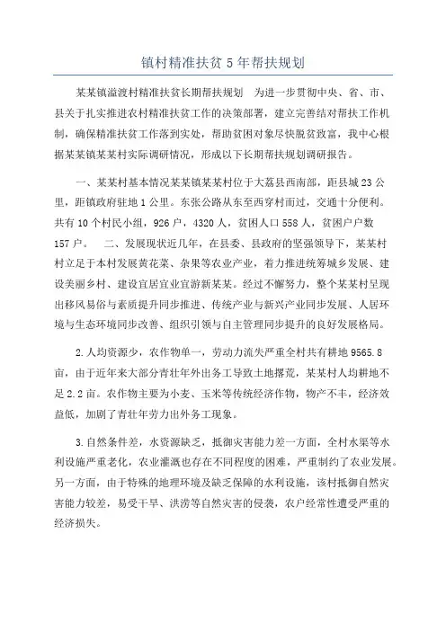 镇村精准扶贫5年帮扶规划