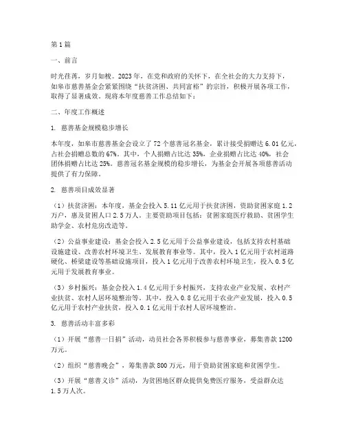 年度慈善总结报告范文(3篇)
