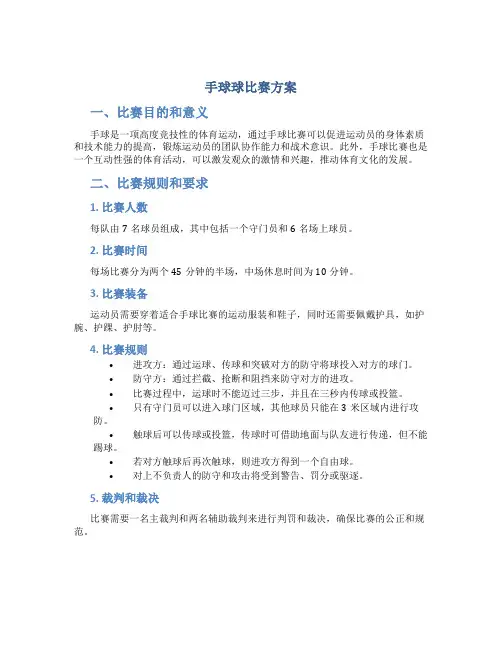 手球球比赛方案