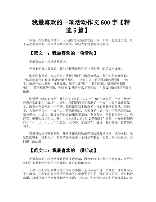 我最喜欢的一项活动作文500字【精选5篇】