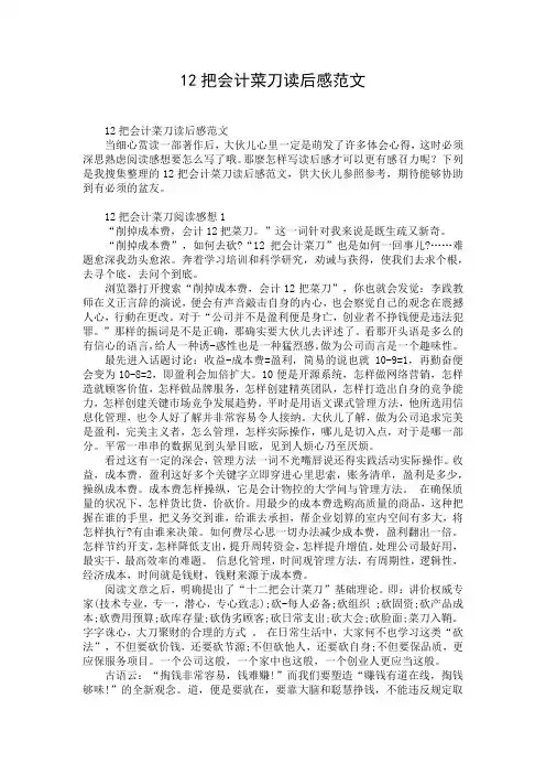12把会计菜刀读后感范文