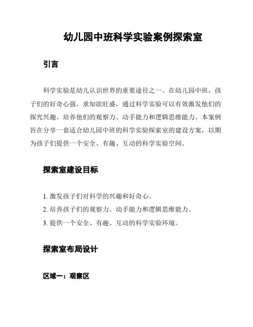 幼儿园中班科学实验案例探索室