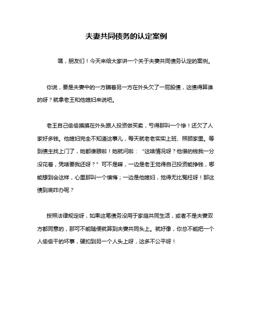 夫妻共同债务的认定案例