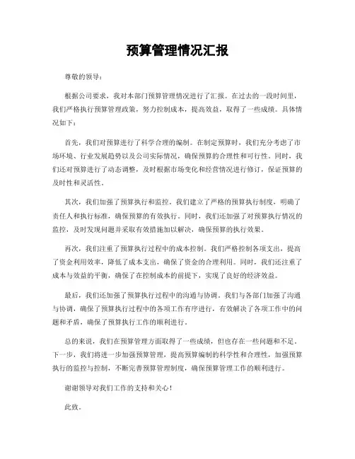 预算管理情况汇报