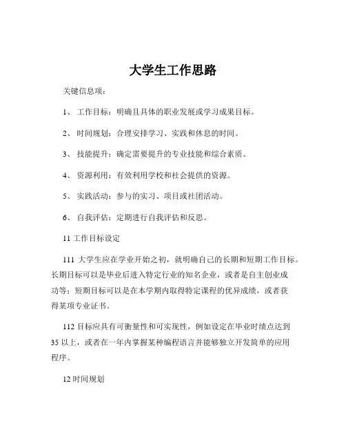 大学生工作思路