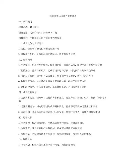 项目运营的运营方案是什么