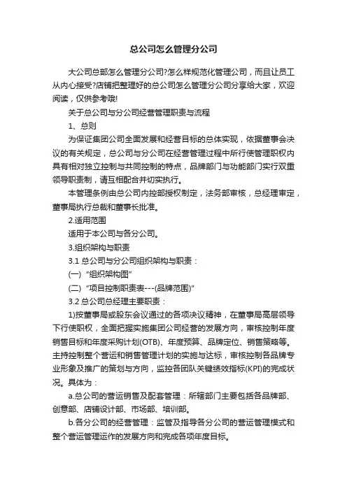 总公司怎么管理分公司