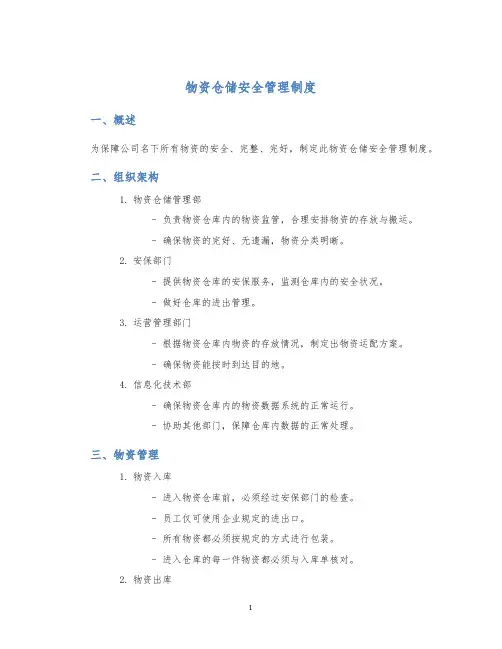 物资仓储安全管理制度