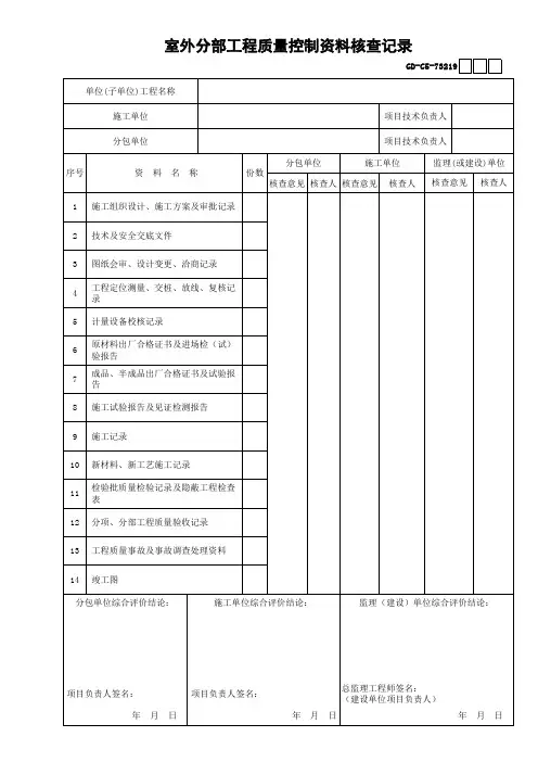 GD-C5-73219室外分部工程质量控制资料核查记录