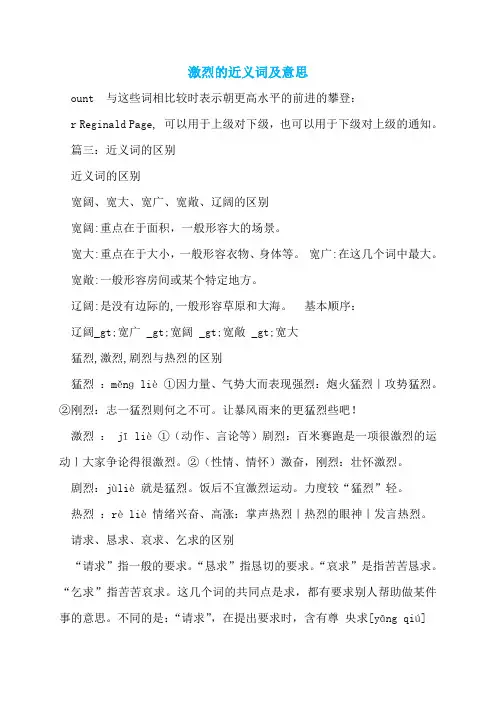 激烈的近义词及意思